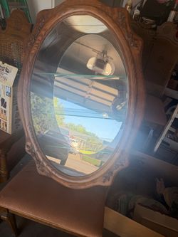 Oval Wood Wall Curio Cabinet