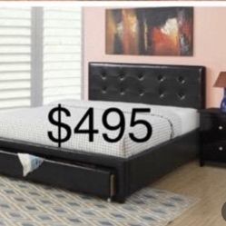 Black New Queen Bed With Orthopedic Supreme Mattress Included 