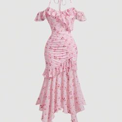 Medium pink floral dress