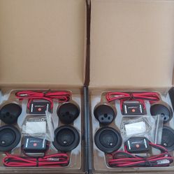 POWERBASS 2 PAIRS 1" SILK DOME TWEETER 100 WATTS HIGH OUTPUT 12 DB INLINE CROSSOVER    (  BRAND NEW PRICE IS LOWEST INSTALL NOT AVAILABLE )