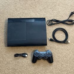 PS3 Slim With Controllers And To S Of Loaded Game