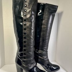 Authentic CHANEL High Boots In Black Leather Size EU 40 / US 9