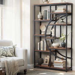 Modern Industrial Geometric Bookshelf (9 Shelves)