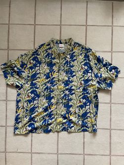 Disney Blue Hawaiian Shirt  XXL All Over Jungle Theme Pluto Goofy Mickey Donald