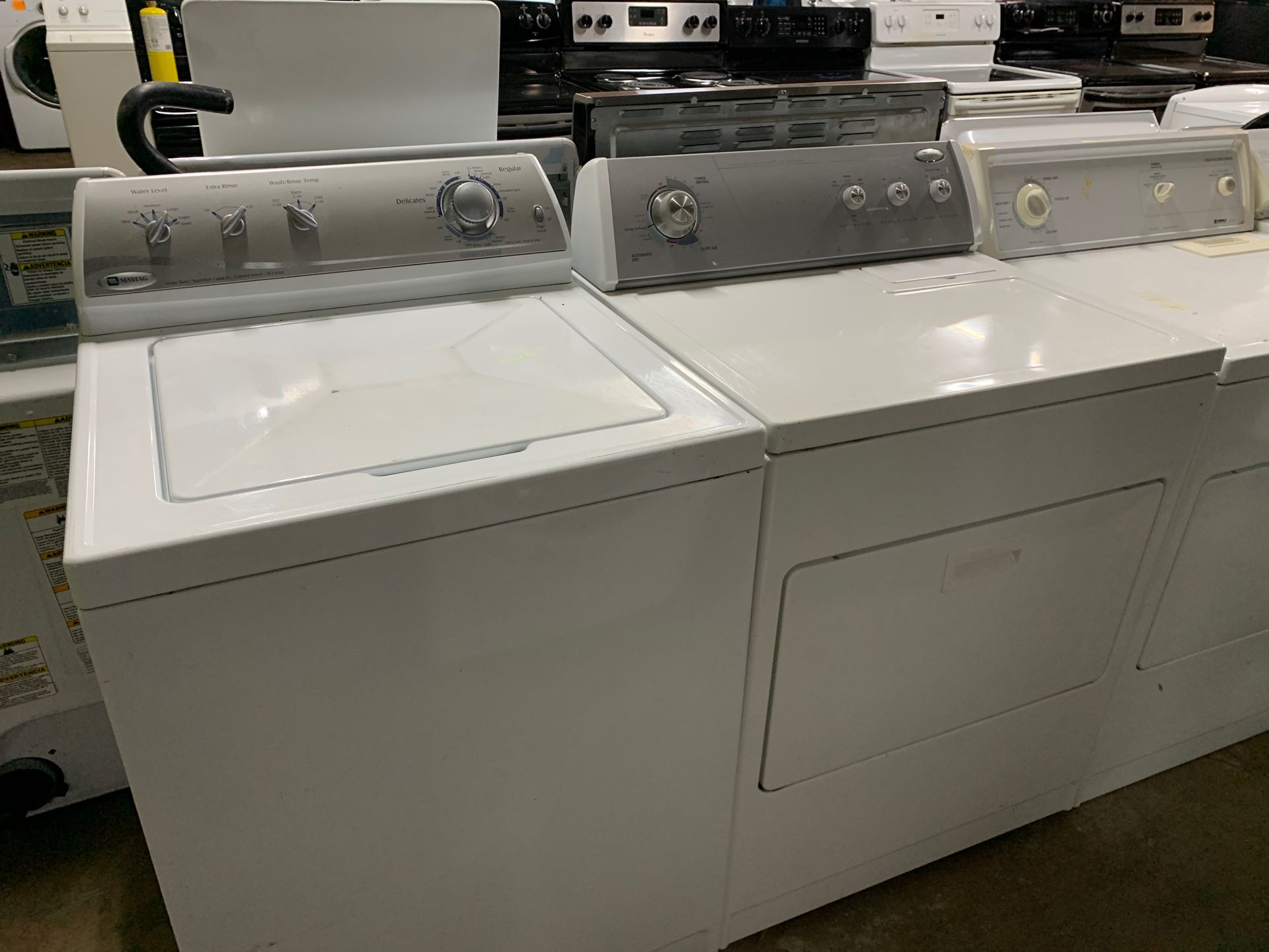Maytag and whirlpool washer and dryer washer is heavy duty supersize capacity 3 speed select 10