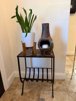 Iron Side Table with Mosaic Tile Top