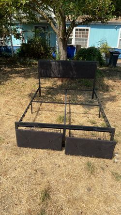 Black Metal Bed Frame with Headboard and Storage Drawers