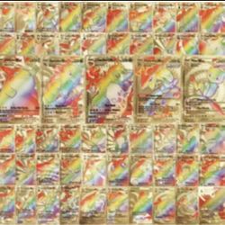55 PCS Gold Foil Card TCG Deck Box Rare Golden Card Rainbow Rare Gold  Pokemon for Sale in San Diego, CA - OfferUp