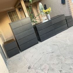 IKEA Black Dressers + Nightstands 