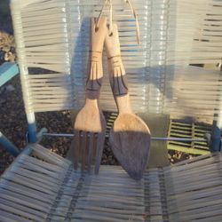 African Tribal Lg Fork And Spoon