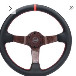 NRG STEERING WHEEL RED CARBON FIBER COLORED STEERING WHEEL 350MM DEEP DISH