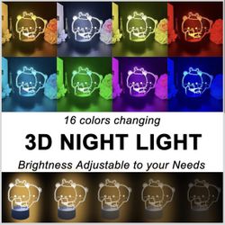 🆕 In 📦 3️⃣D Night Light Gifts,Bear Shaped Table Lamp with Remote Control Kids Birthday，Christmas