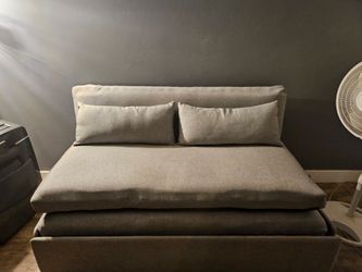 Gray Fabric Sleeper Sofa with Cushions