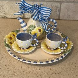 adorable mini mud pie brand tea set : great mother's day gift!