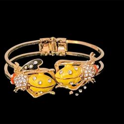 Ladybug Rhinestone hinge bracelet 