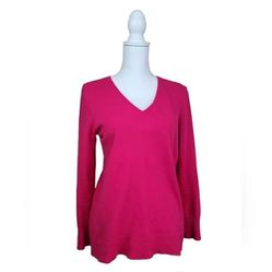 J. CREW Hot Pink Wool Blend V Neck Sweater Size Small