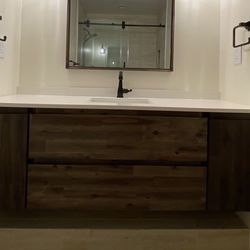 Formo60" Wall-Mounted Single Bathroom Vanity Set - Solid Wood 
