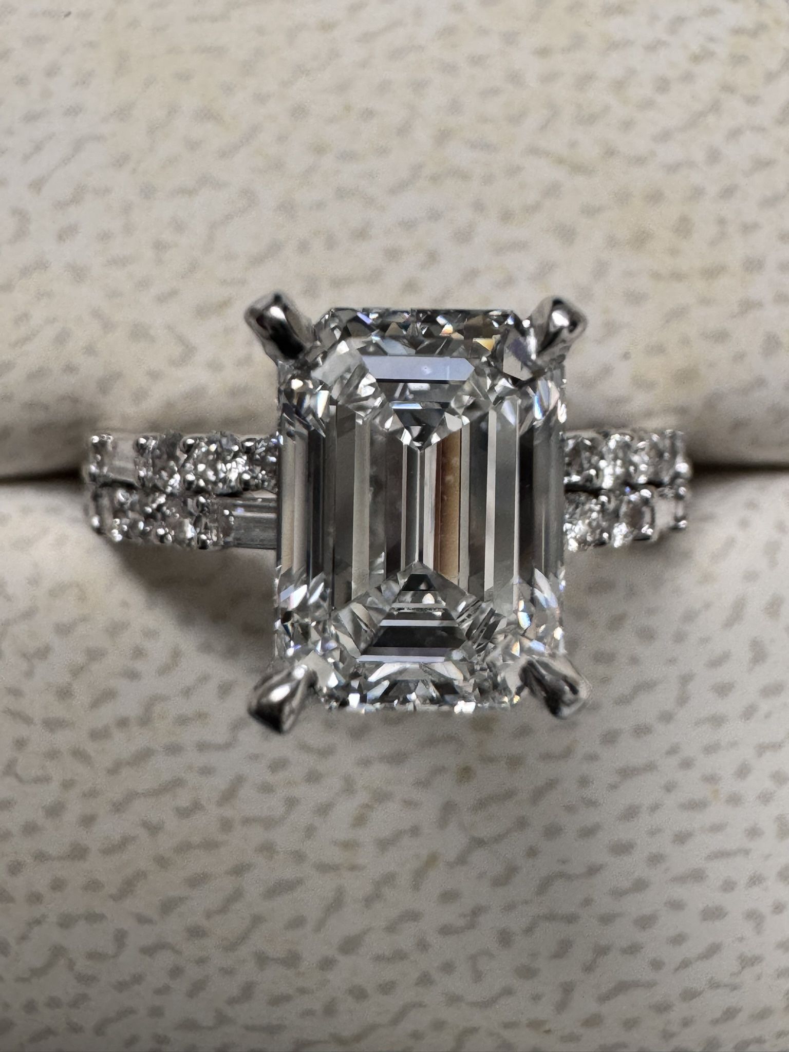 IGI 2.21 Ct Emerald Cut Diamond Engagement Ring