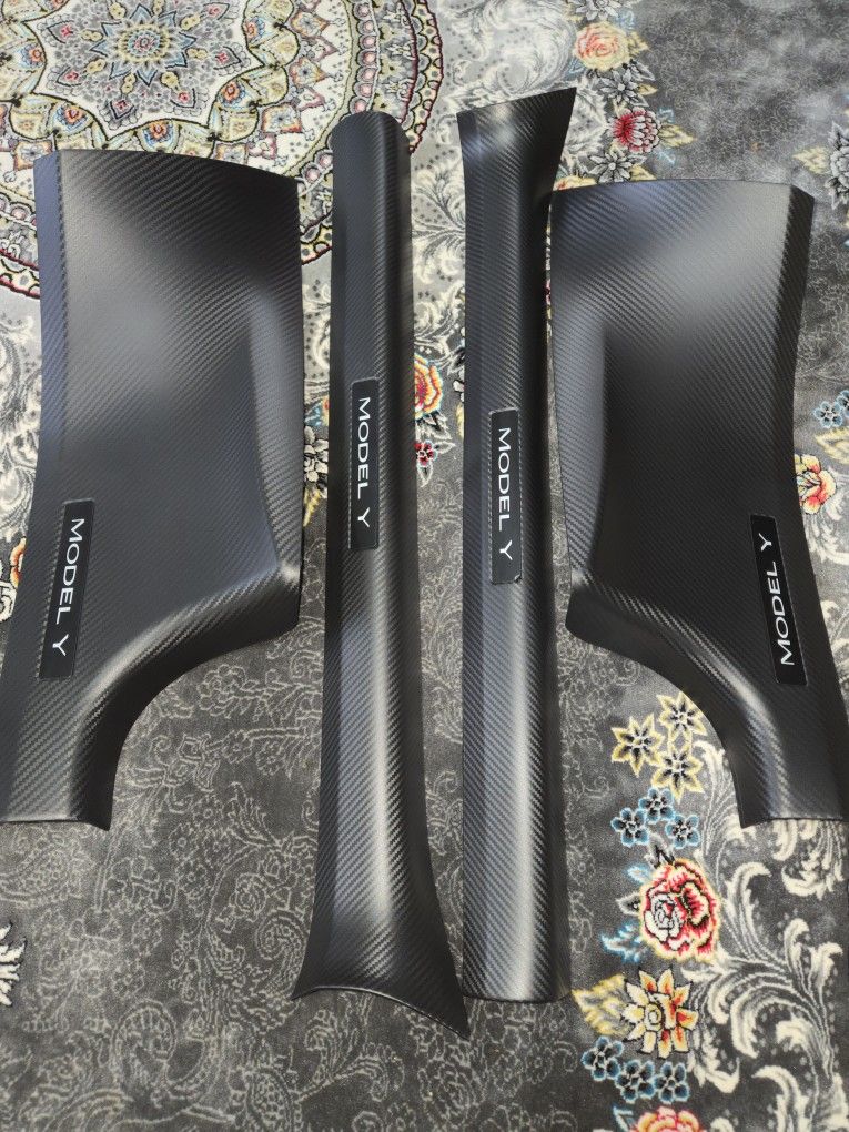 Tesla Model Y Carbon Fiber Door Sill Protectors (5 Seater) - Brand New