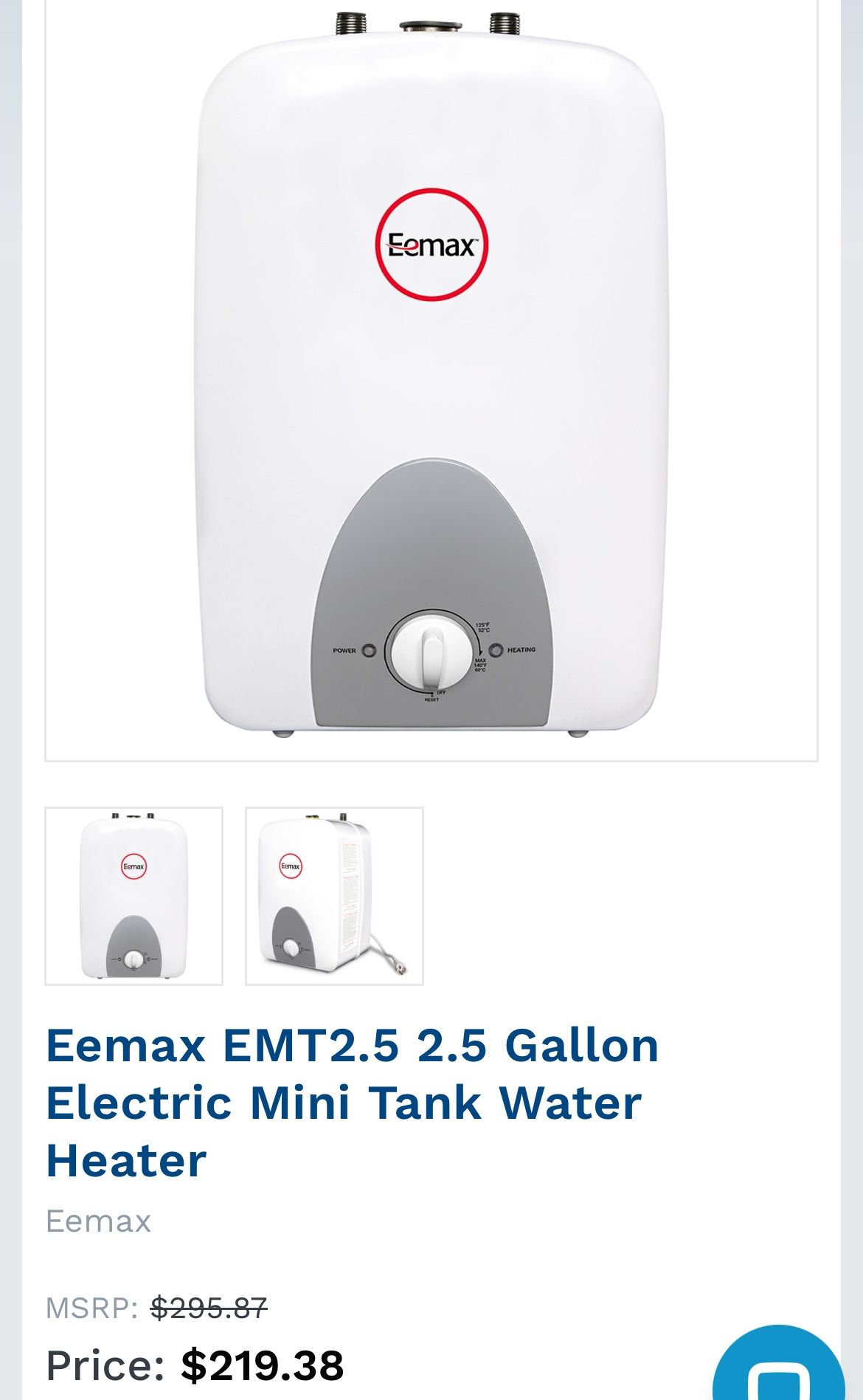 EEMAX Mini Water Heater! Brand New in Box!!