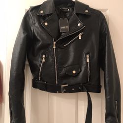 Womens New Faux Leather Jacket