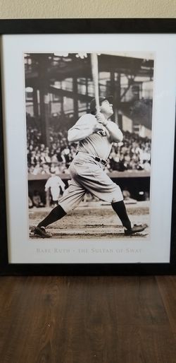 25x37 black framed vintage NY Yankees wall art.