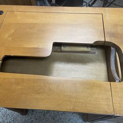 Vintage Small Wood desk 34”W Was Sewing Machine Table