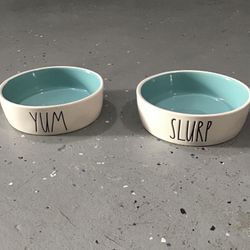 Set of Rae Dunn Pet Bowls 