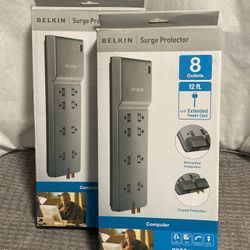 New BELKIN SURGE PROTECTOR, 8 Outlets, 12 Foot Extended Power Cord, Lifetime Warranty 