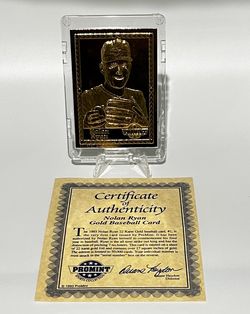 1993 Nolan Ryan 22k Gold ProMint Baseball Card. COA