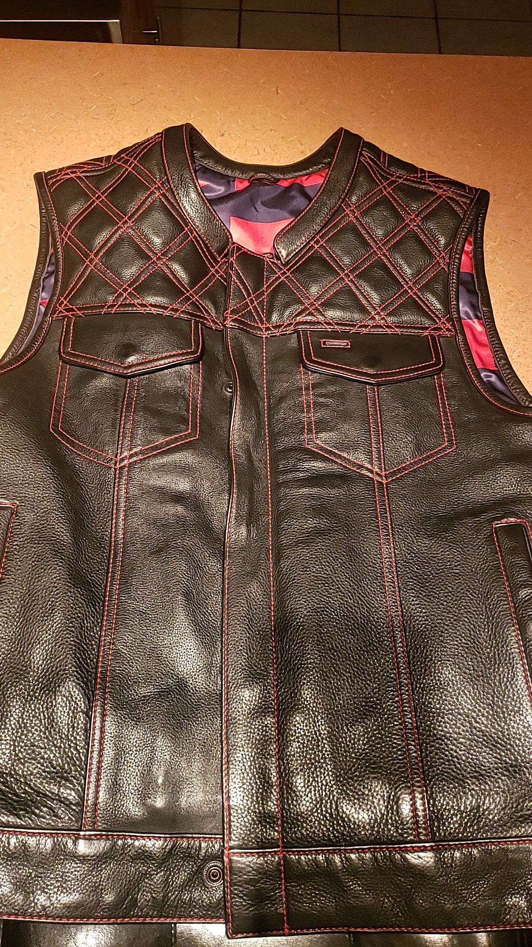 Custom Rebel Reaper Leather Motorcycle Vest (Club Style Cut)