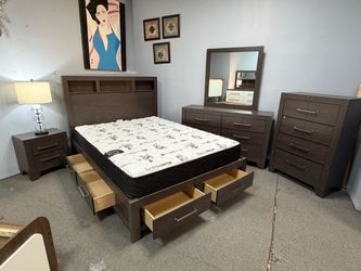 Dark Brown Bedroom Set with Storage
