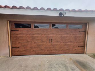 Wood-Look Garage Door with Windows