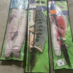 Set of 3 Wind Garden Swimming Fish Windsocks- Rainbow Trout, Bass & Salmon
