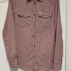Rolling Paper Mens M Shirt Button Down  Pearl  Snap Long Sleeve Red Green Plaid 