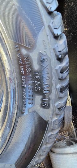 Tire and wheels the 26×12.00-16 size for Hustler zero-turn mowers