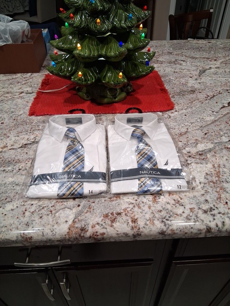New Shirt&Tie Sets For Boys. Sizes 12&14