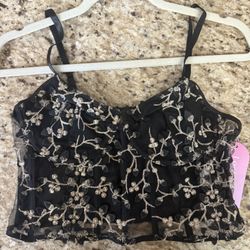 Black And Gold Corset Top/Bra
