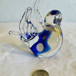 Vintage Murano Art Glass Dove Bird with Blue and Gold Aventurine Flecks Italy Figurine