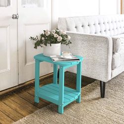 LUE BONAR lan Adirondack Side Table (ARUBA BLUE ) Indoor Outdoor Weatherproof