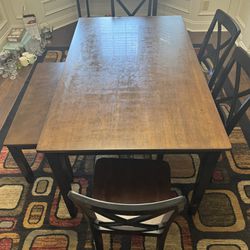 Excellent Condition Six Seat And A Bench Dining Set