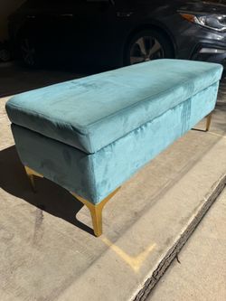 Velvet ottoman with storage