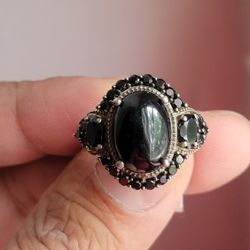 Onyx Ring Sterling Silver Size 7.5