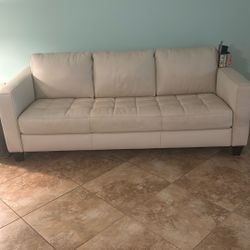 White Leather Couch And Matching Chair