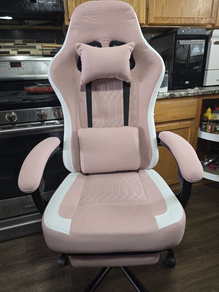 Peak and white gaming cheer with Adjust your back tilt, Henn leg rest # 718