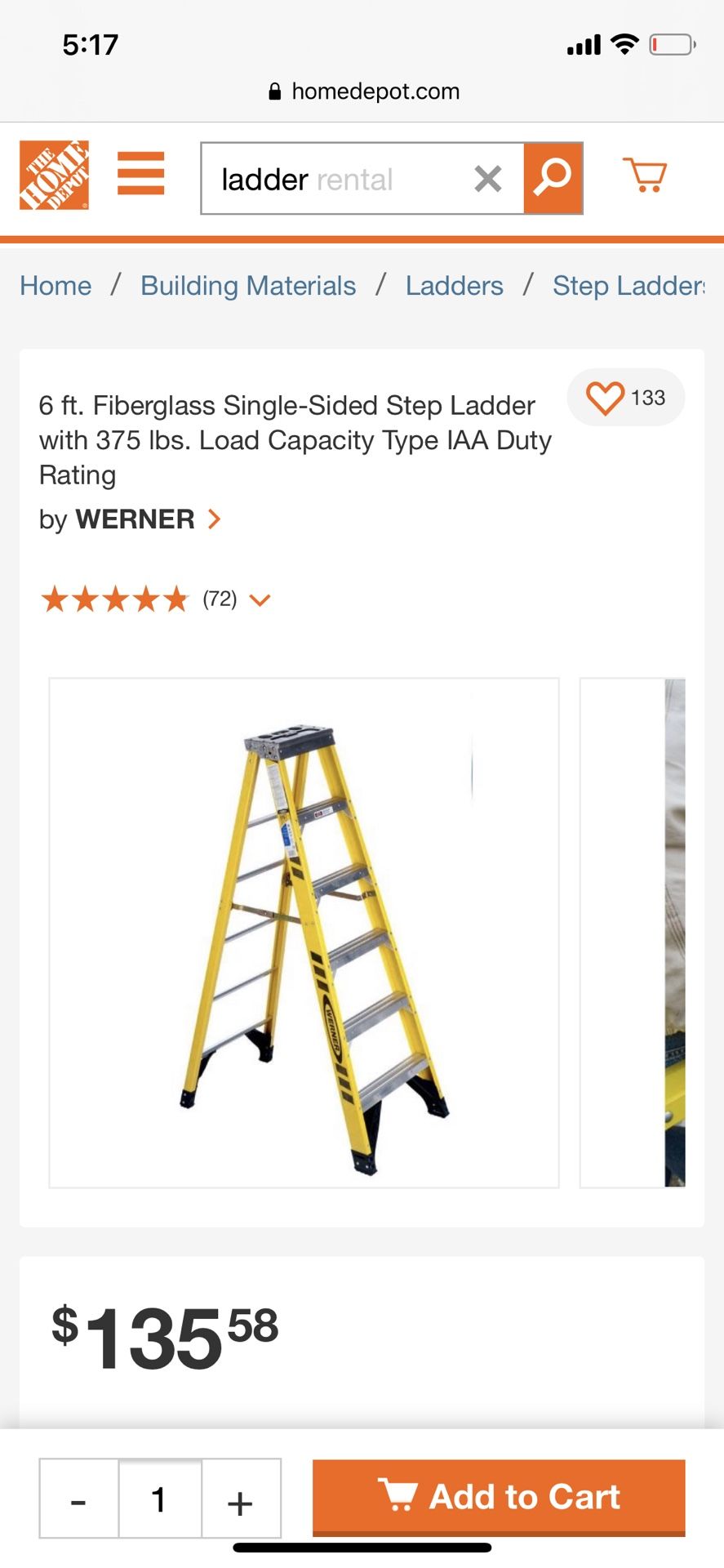 6ft fiberglass ladder