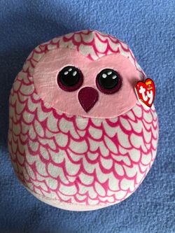 Ty Squish-A-Boo Pink Owl Plush