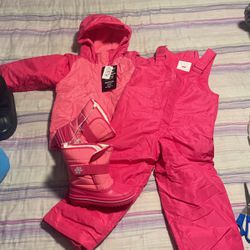 Girls Snow Ski Outfit with Boots Jacket Overalls 5T - Size 11