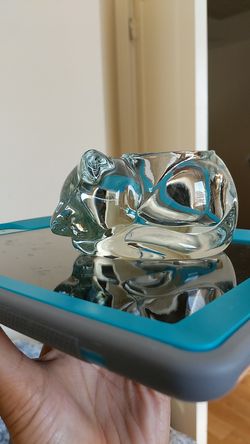 Glass tea candle holder cat shape (2)