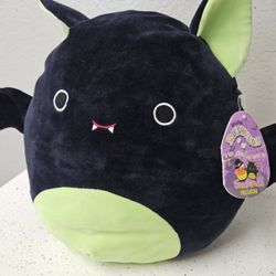 BART the Bat 12" Squishmallow Plush Green Black Halloween